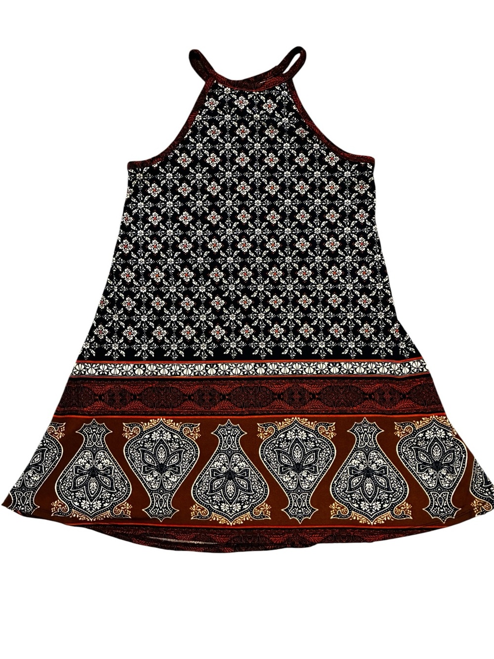 Xhilaration Black and Brown Patterned Midi Dress